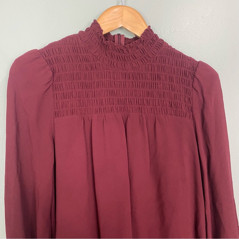 Reformation Brandi Mini Long Sleeve Burgundy Red Maroon Dress Medium Petite - Picture 4 of 9